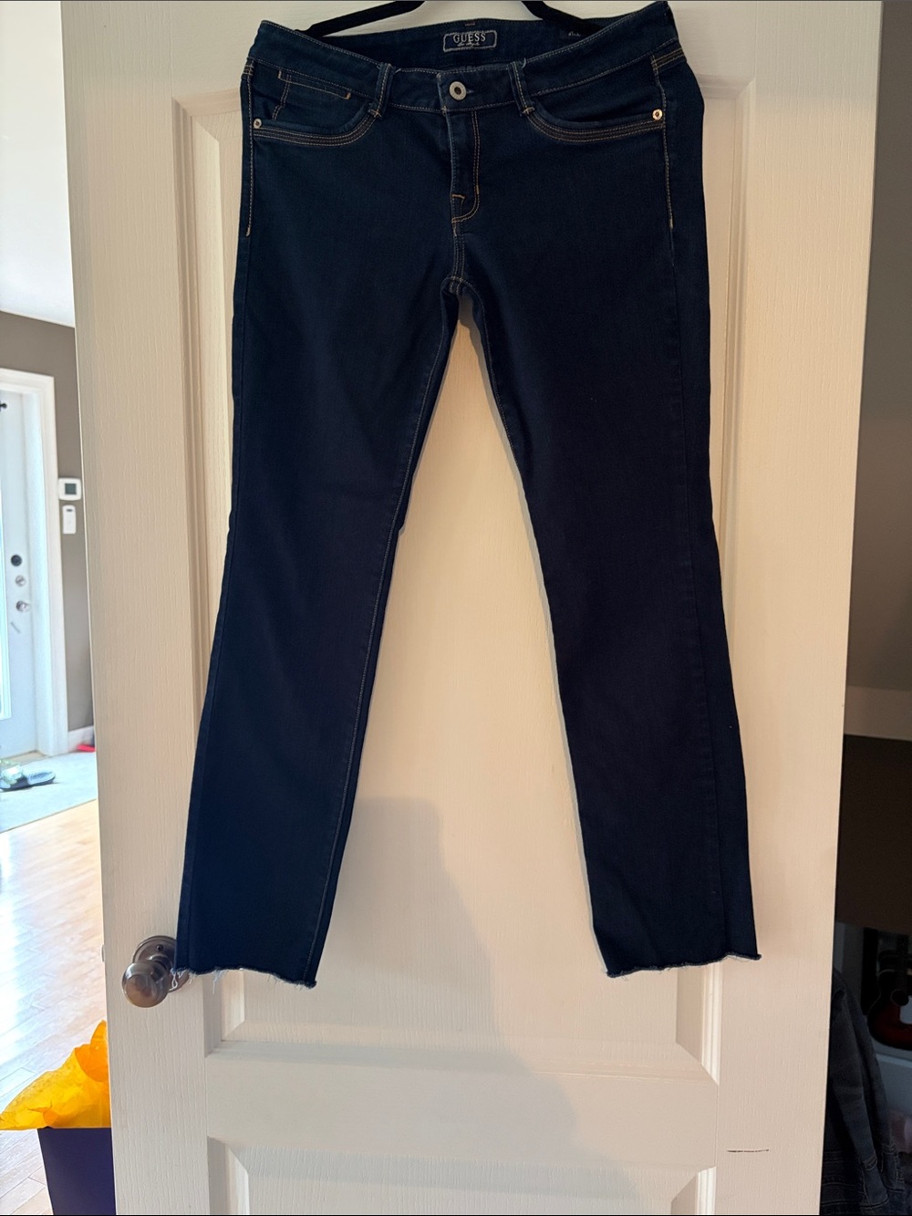 Guess Women's Navy Skinny Jeans with Contrast Stitching